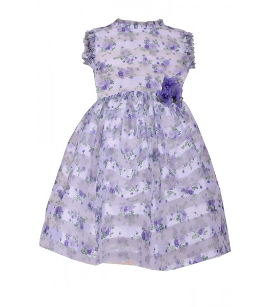 Bonnie Jean Purple/Lavender Shadow Stripe Print Dress 